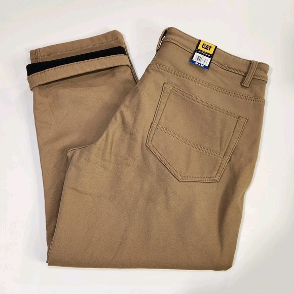 CAT Caterpillar‎ Fleece Lined Men's Work Pants 36x29 Tan Canvas Insulated NWT - Picture 1 of 4